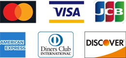 Mastercard、VISA、JCB、アメリカンエキスプレス、Diners Club、DISCOVERのクレジットカードロゴ